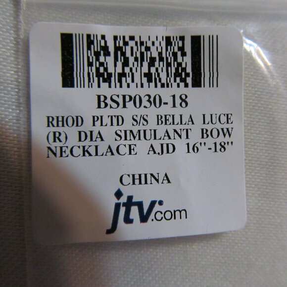 NWT Bella Luce Simulated Diamond Bow Design Adj 18" Necklace Sterling Silver 925 - Picture 3 of 16